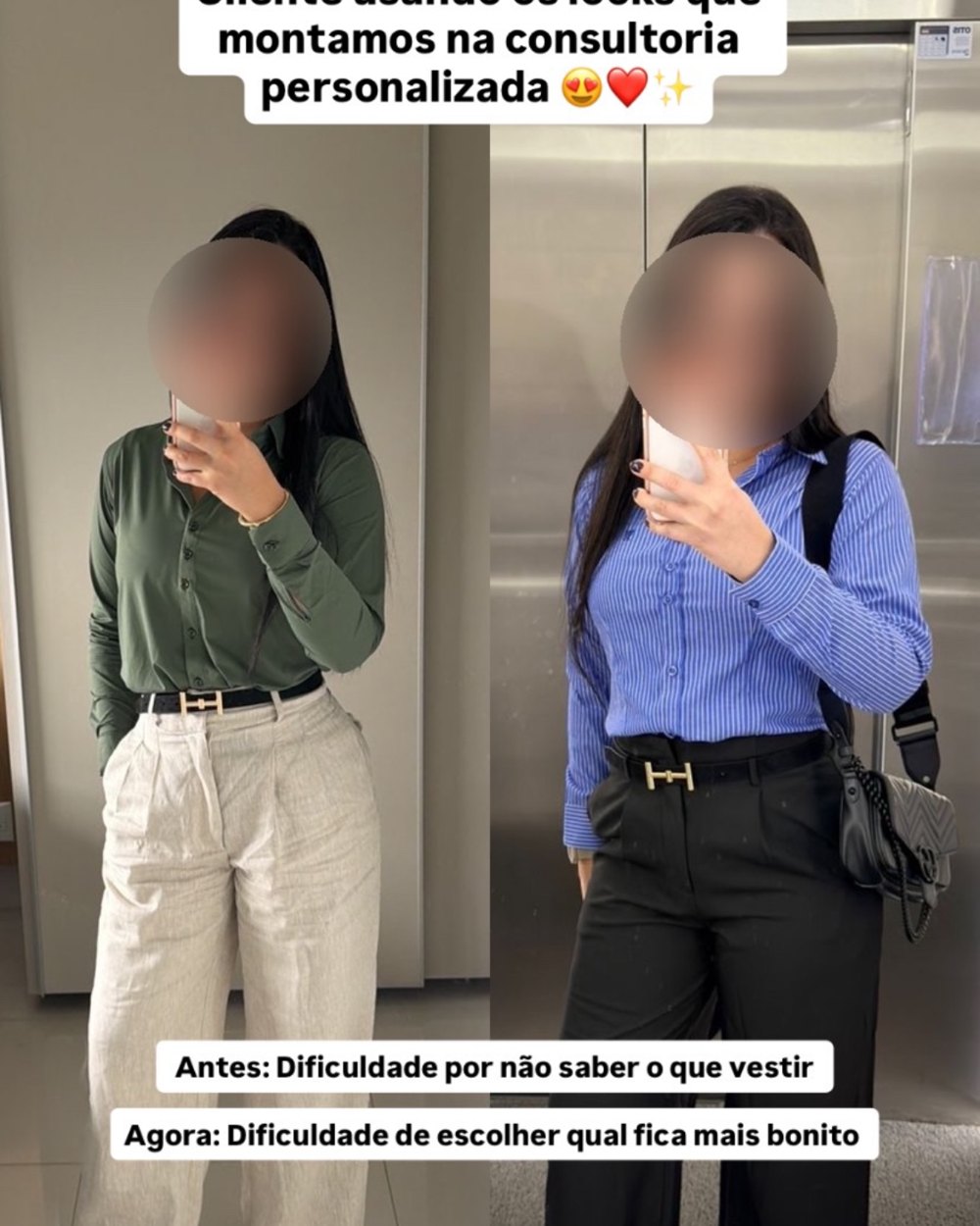 Cliente usando os looks da consultoria